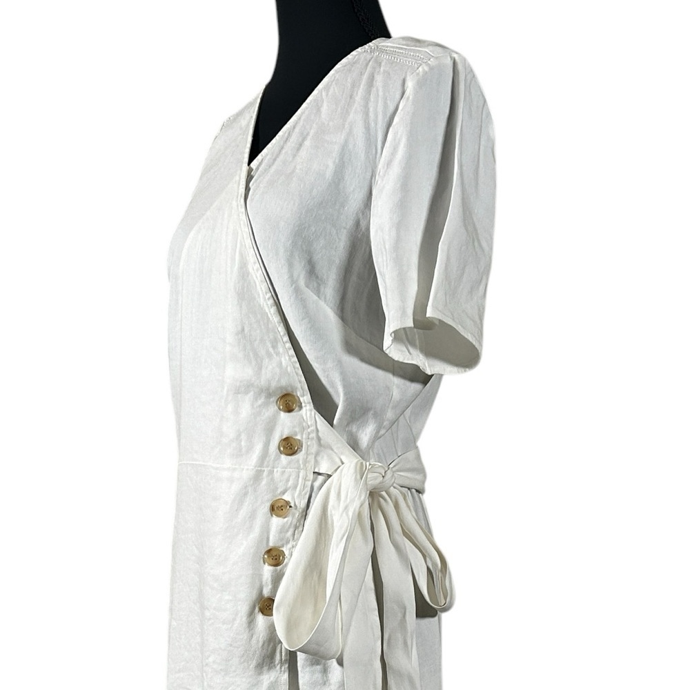 NWT Alp N Rock Thalia Wrap Linen Blend Dress White Size M - Picture 4 of 12